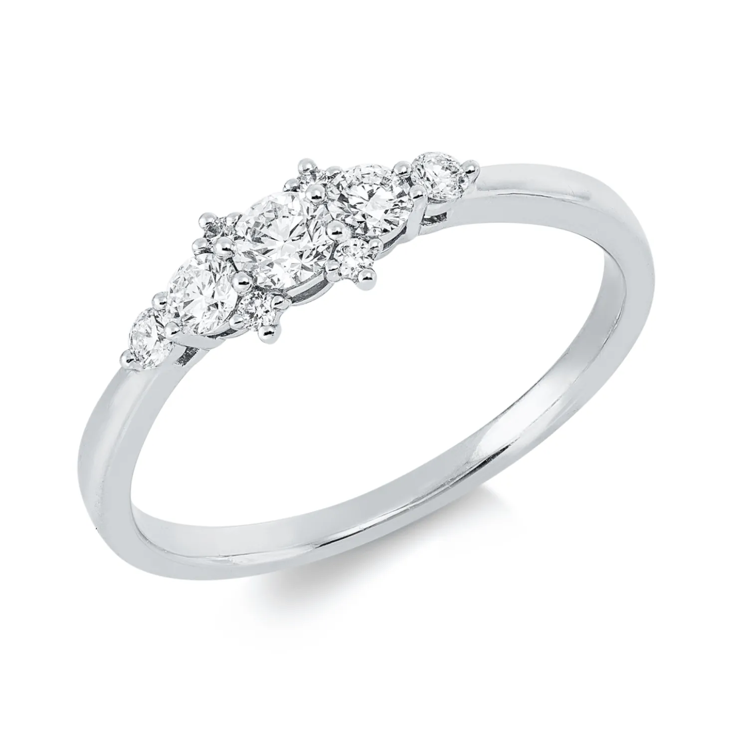 Ring aus 750 Gold Weißgold 9 Brillanten 0,34ct TW-PI B:5mm