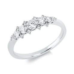 Ring aus 750 Gold Weißgold 15 Brillanten 0,5ct TW-PI B:5,1mm