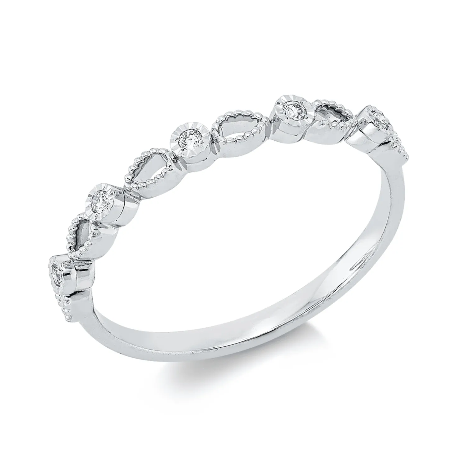 Ring aus 750 Gold Weißgold 5 Brillanten 0,05ct TW-SI B:2,2mm
