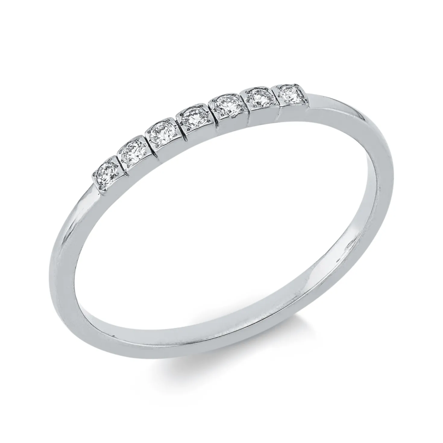 Ring aus 750 Gold Weißgold 7 Brillanten 0,08ct TW-SI B:1,5mm