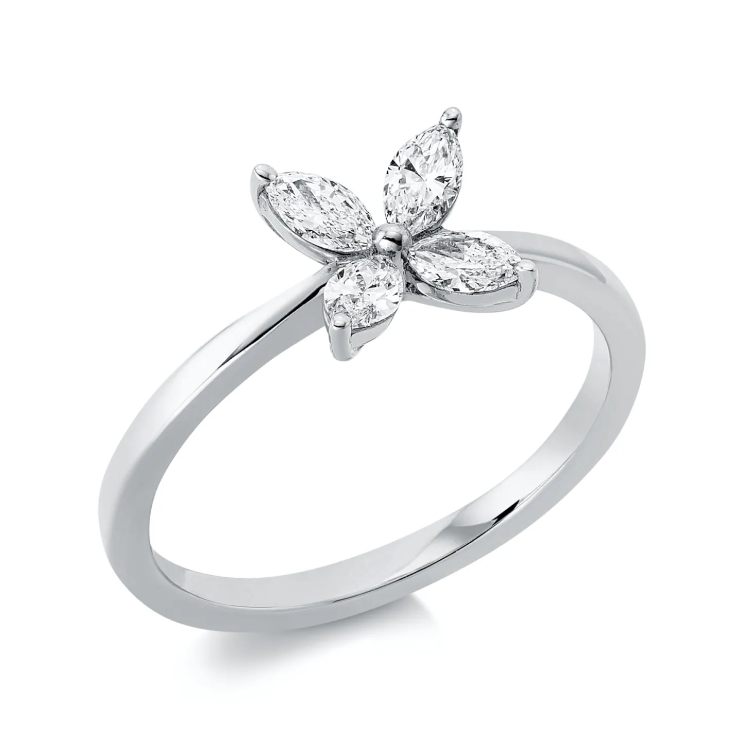 Ring aus 750 Gold Weißgold 4 Brillanten 0,38ct TW-SI B:7,5mm