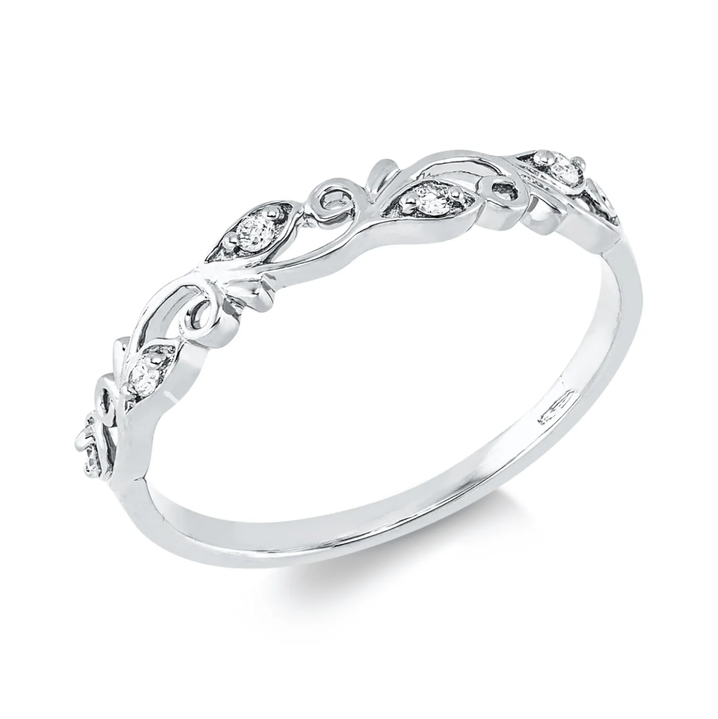 Ring aus 750 Gold Weißgold 5 Brillanten 0,07ct TW-SI B:3mm