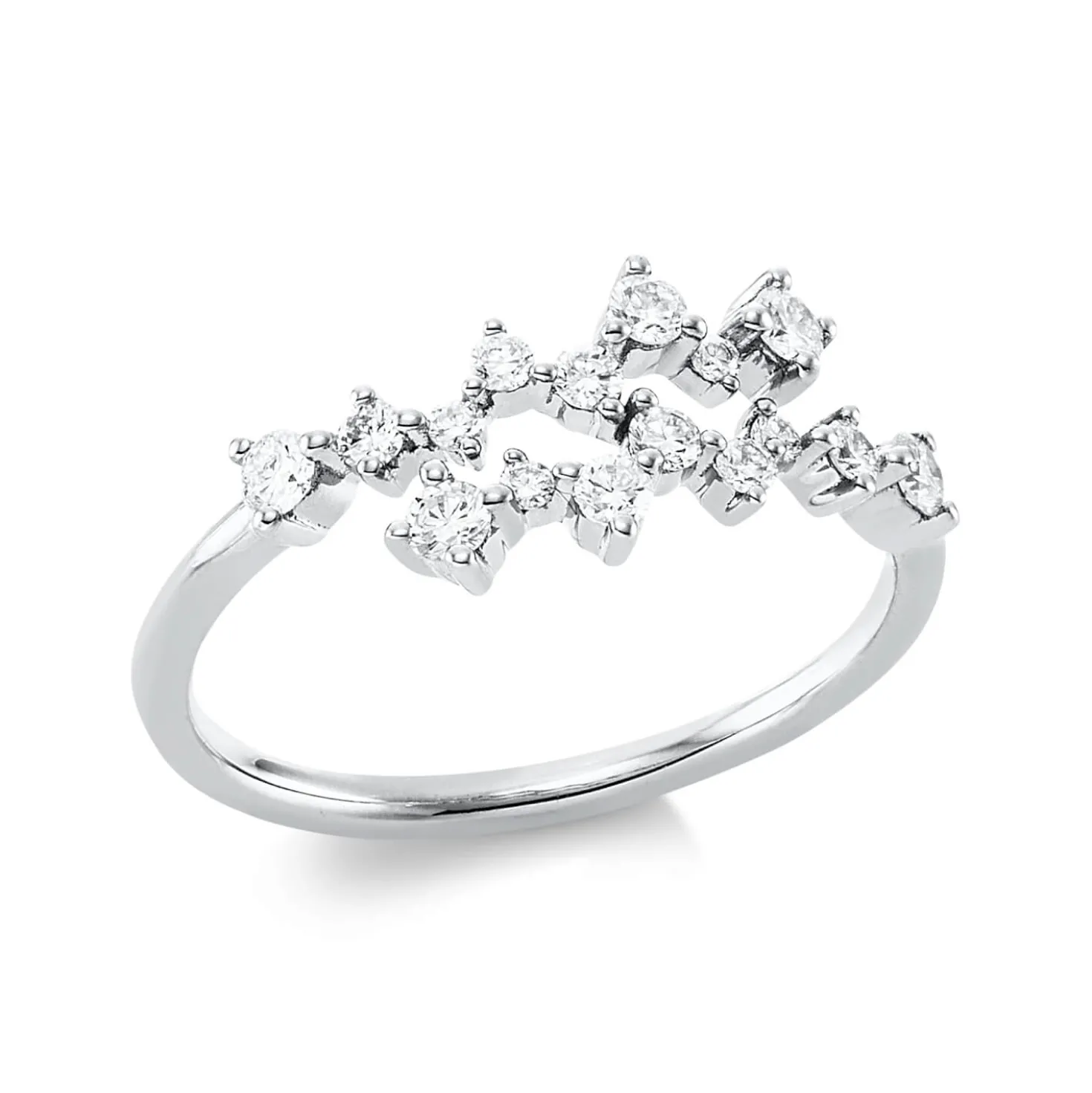 Ring aus 750 Gold Weißgold 16 Brillanten 0,36ct TW-SI B:7,3mm