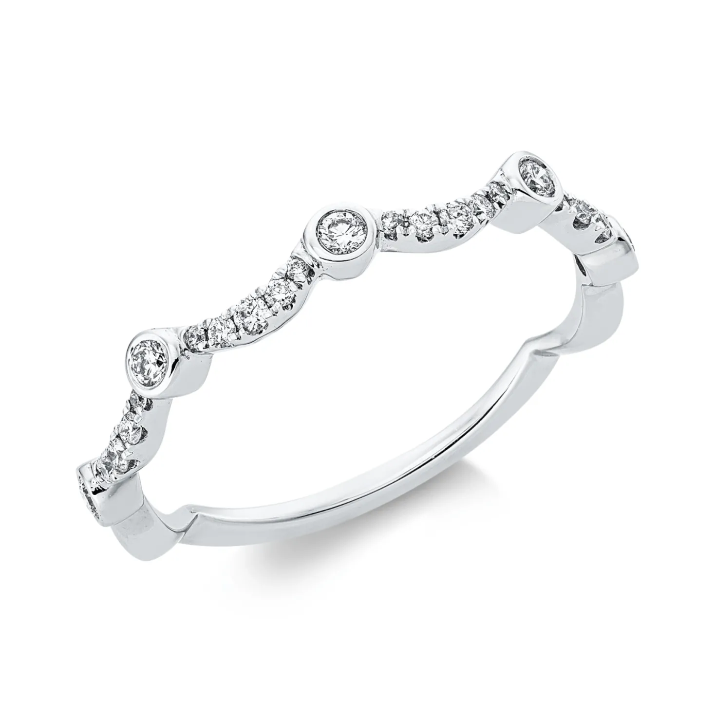 Ring aus 750 Gold Weißgold 25 Brillanten 0,19ct TW-SI B:2,4mm