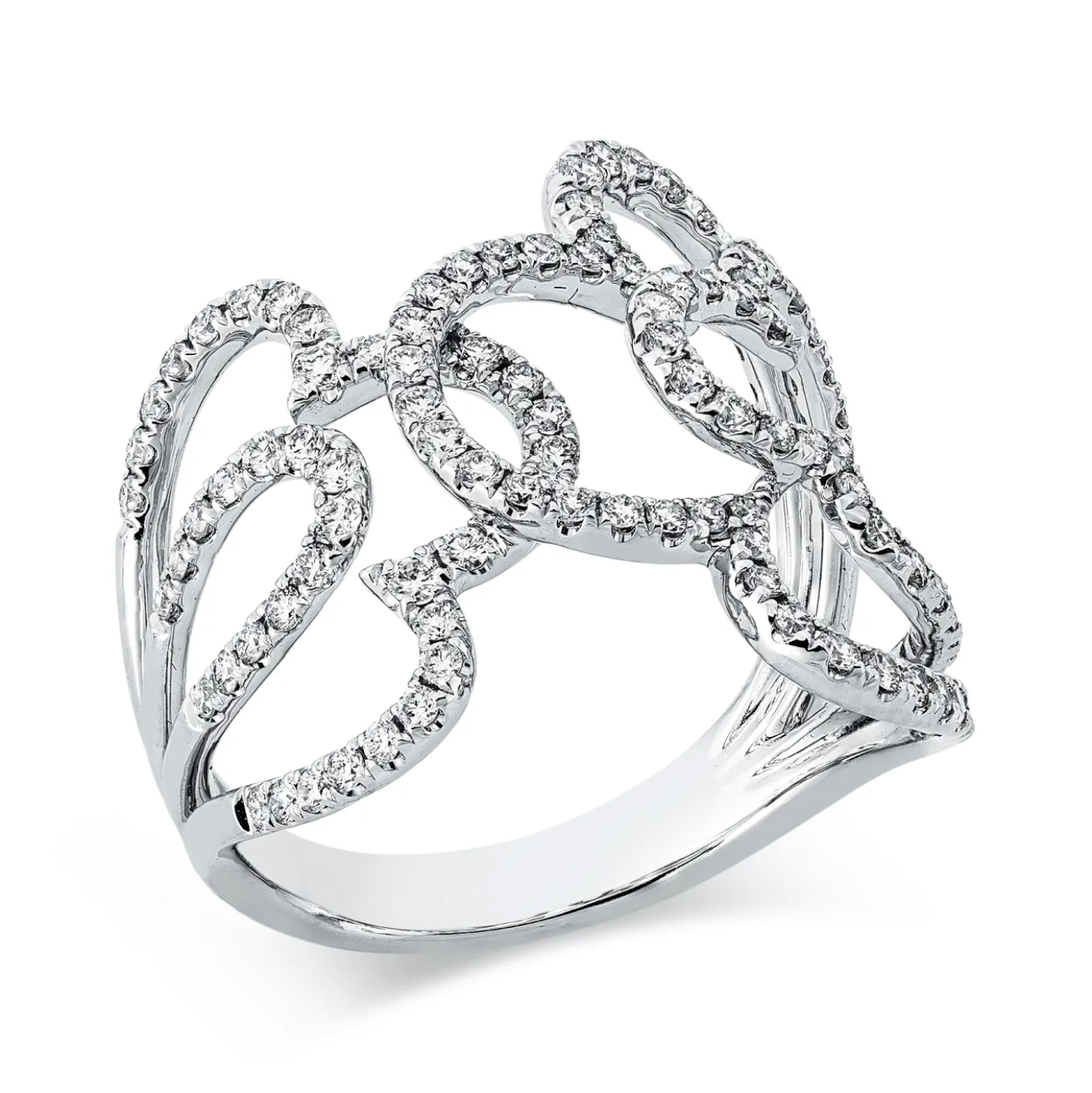 Ring aus 750 Gold Weißgold 106 Brillanten 0,77ct TW-SI B:20,3mm