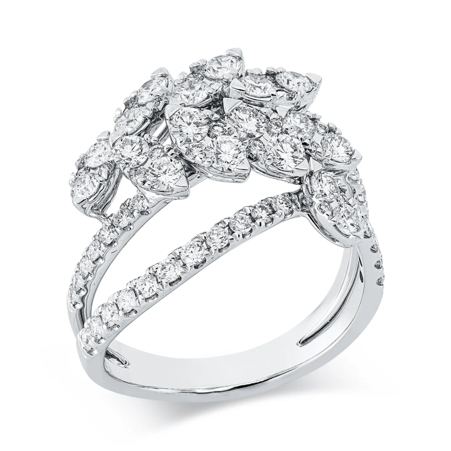 Ring aus 750 Gold Weißgold 68 Brillanten 1,38ct TW-SI B:15,5mm