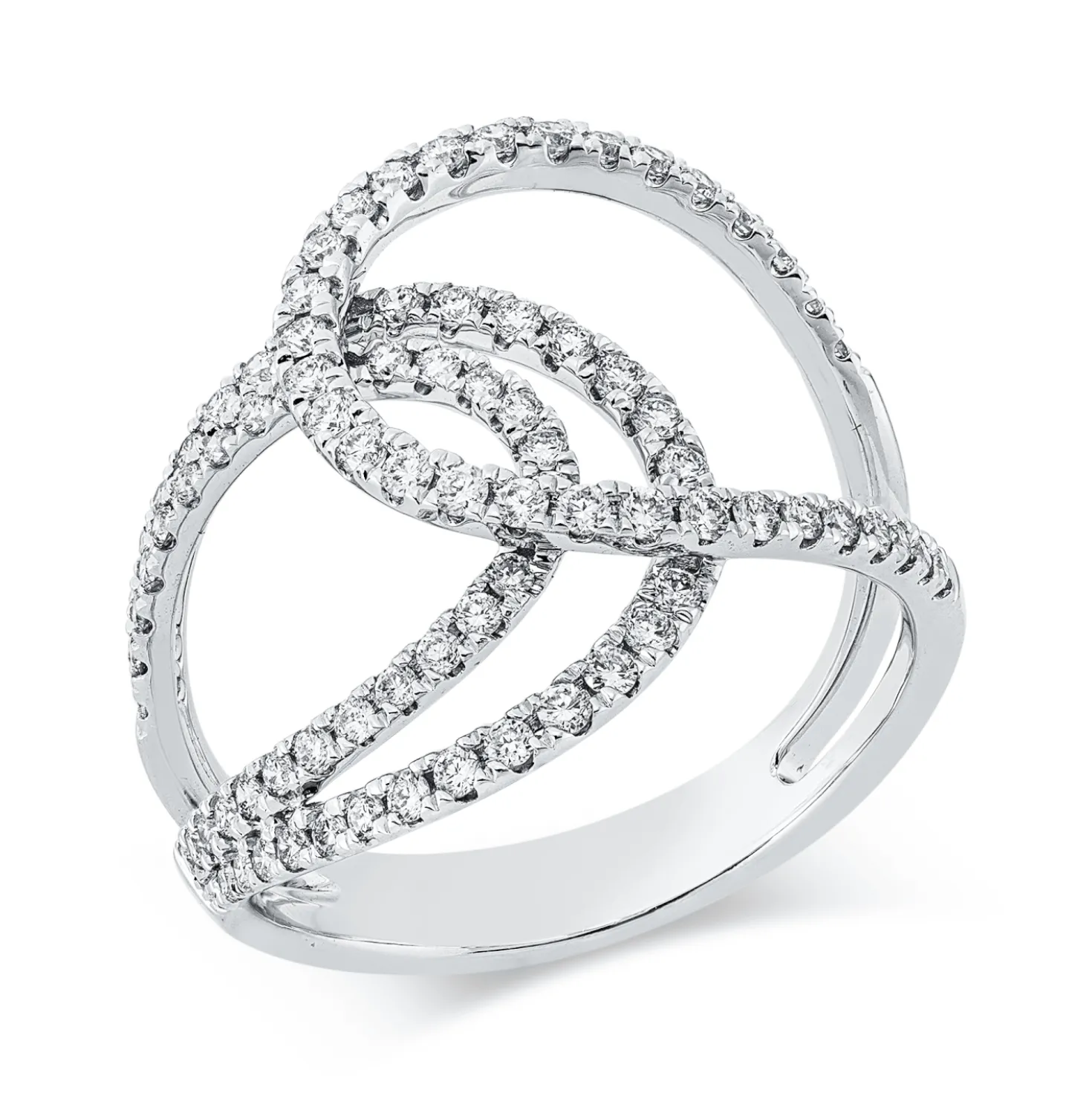 Ring aus 750 Gold Weißgold 86 Brillanten 0,64ct TW-SI B:17,8mm