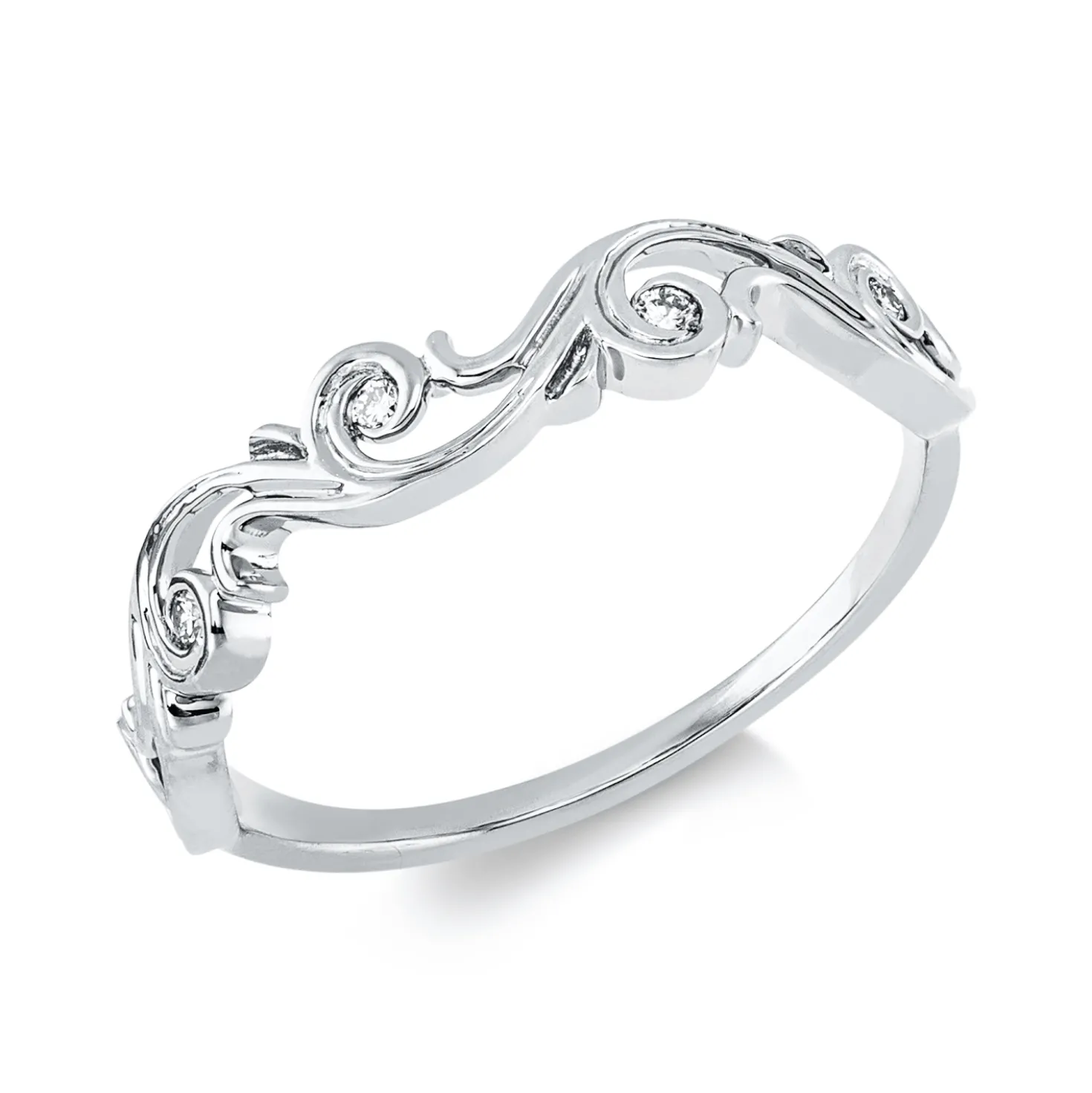 Ring aus 750 Gold Weißgold 5 Brillanten 0,07ct TW-SI B:4mm