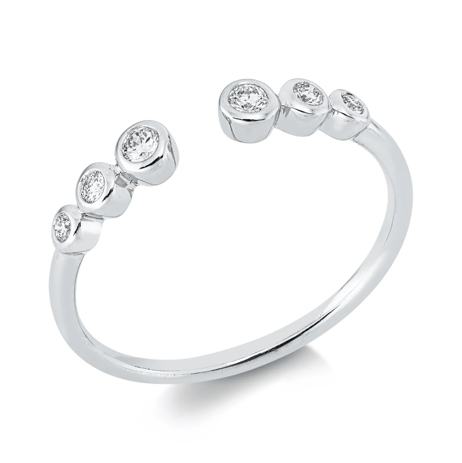 Ring aus 750 Gold Weißgold 6 Brillanten 0,11ct TW-SI B:3mm