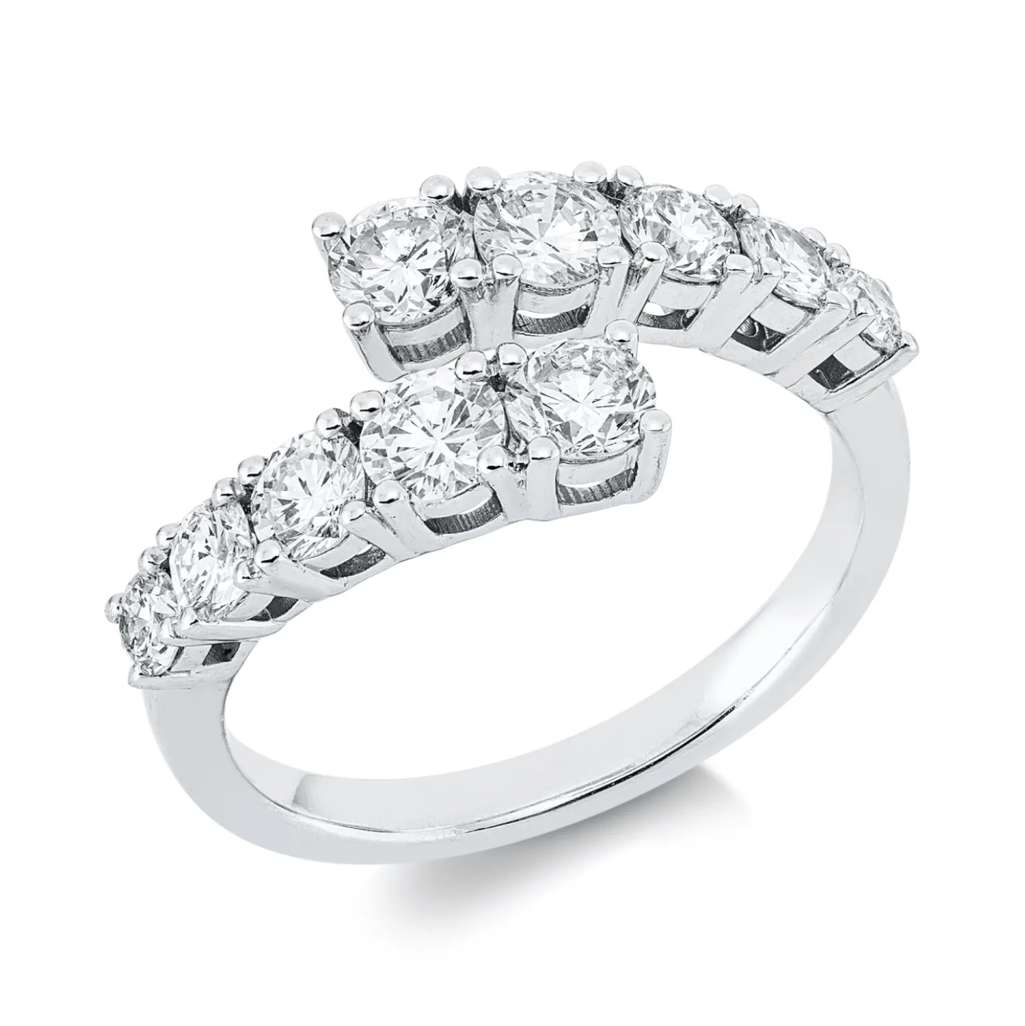 Ring aus 750 Gold Weißgold 10 Brillanten 1,35ct TW-SI B:9mm