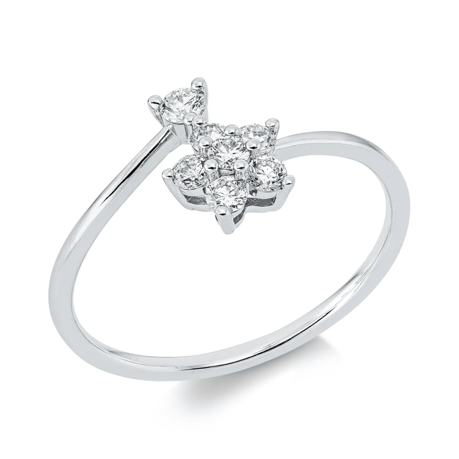 Ring aus 750 Gold Weißgold 7 Brillanten 0,26ct TW-SI B:9,2mm