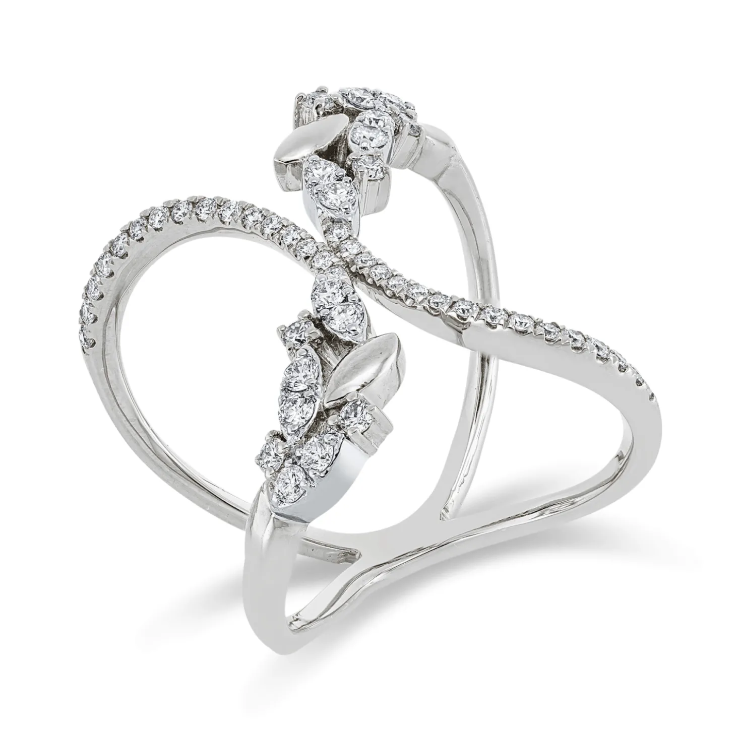 Ring aus 750 Gold Weißgold 50 Brillanten 0,51ct TW-SI B:20,3mm