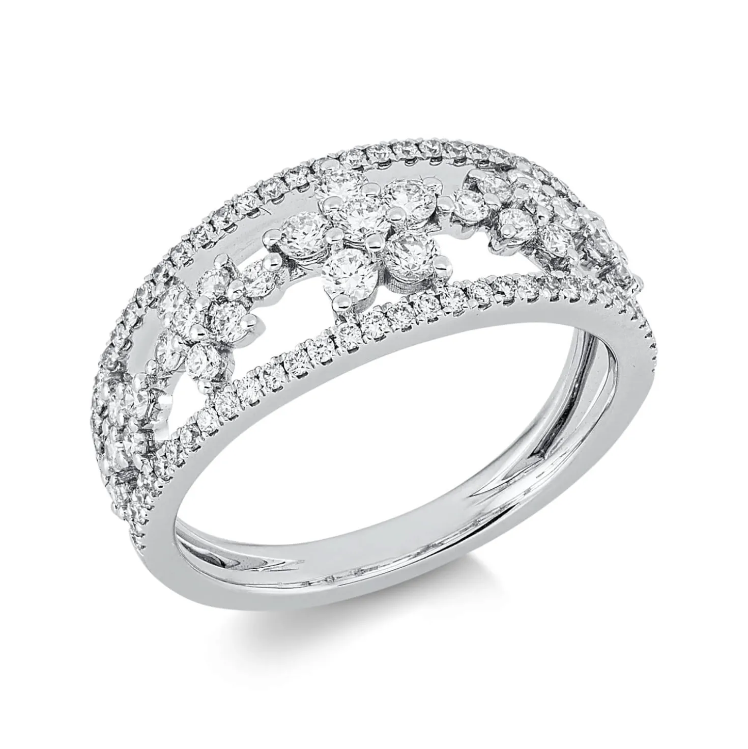 Ring aus 750 Gold Weißgold 96 Brillanten 0,81ct TW-SI B:8,3mm