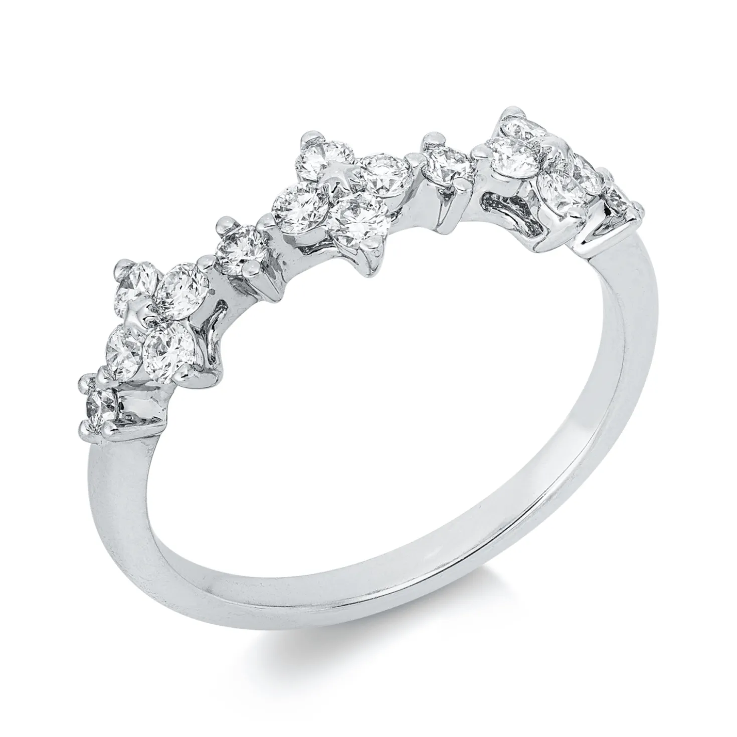 Ring aus 750 Gold Weißgold 16 Brillanten 0,46ct TW-SI B:5,5mm