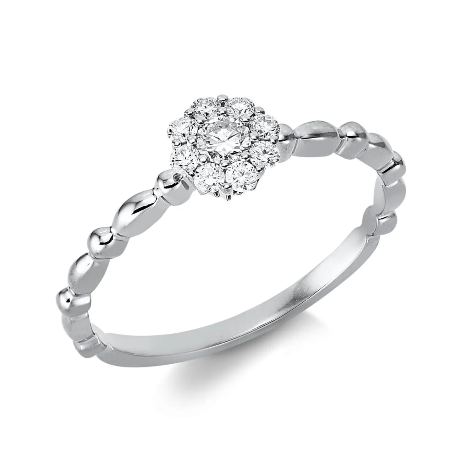 Ring aus 750 Gold Weißgold 9 Brillanten 0,21ct TW-SI B:5,8mm