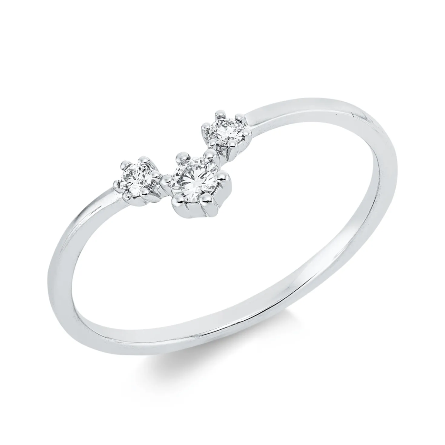 Ring aus 750 Gold Weißgold 3 Brillanten 0,1ct TW-SI B:5,5mm