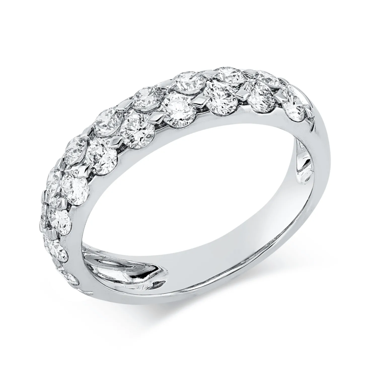 Ring aus 750 Gold Weißgold 19 Brillanten 0,97ct TW-SI B:4,3mm