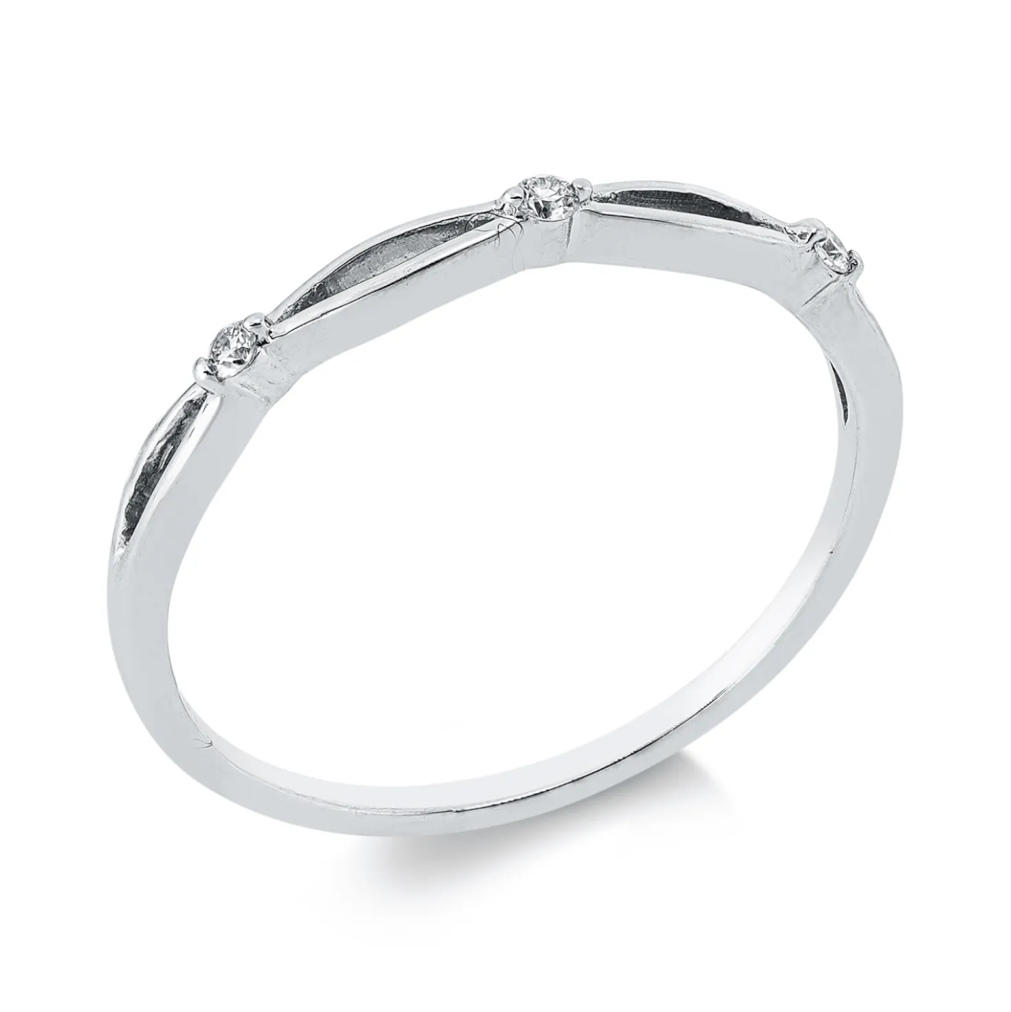 Ring aus 750 Gold Weißgold 3 Brillanten 0,04ct TW-SI B:1,8mm
