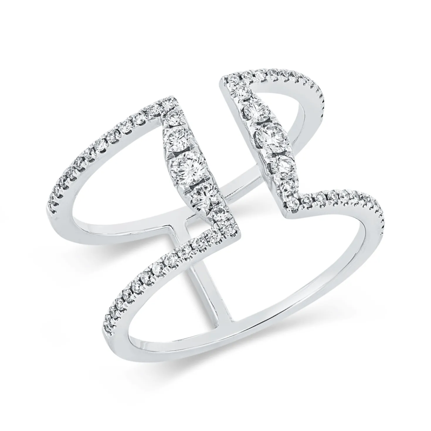 Ring aus 750 Gold Weißgold 62 Brillanten 0,43ct TW-SI B:10,6mm