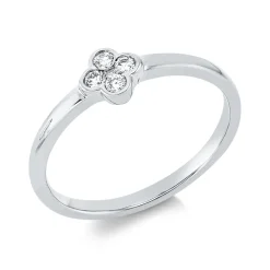 Ring aus 750 Gold Weißgold 5 Brillanten 0,1ct TW-SI B:5,3mm