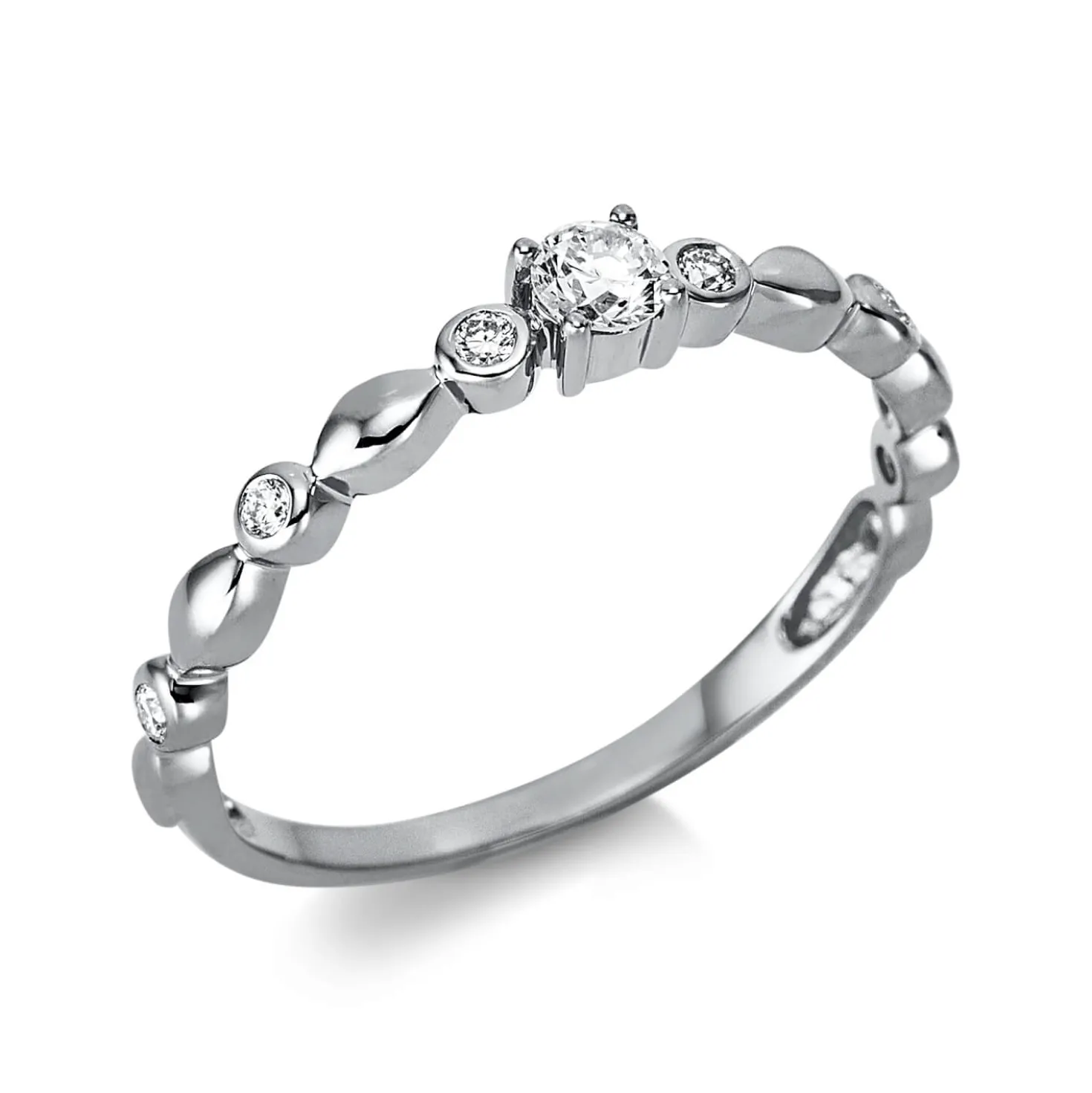 Ring aus 750 Gold Weißgold 7 Brillanten 0,17ct TW-SI B:3mm