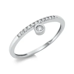 Ring aus 750 Gold Weißgold 12 Brillanten 0,07ct TW-SI B:4,6mm
