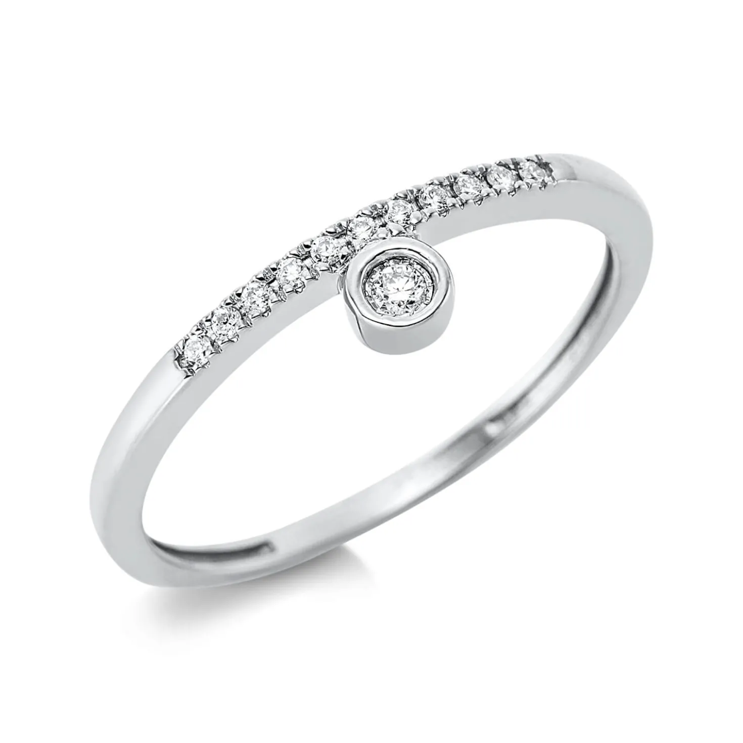 Ring aus 750 Gold Weißgold 12 Brillanten 0,07ct TW-SI B:4,6mm