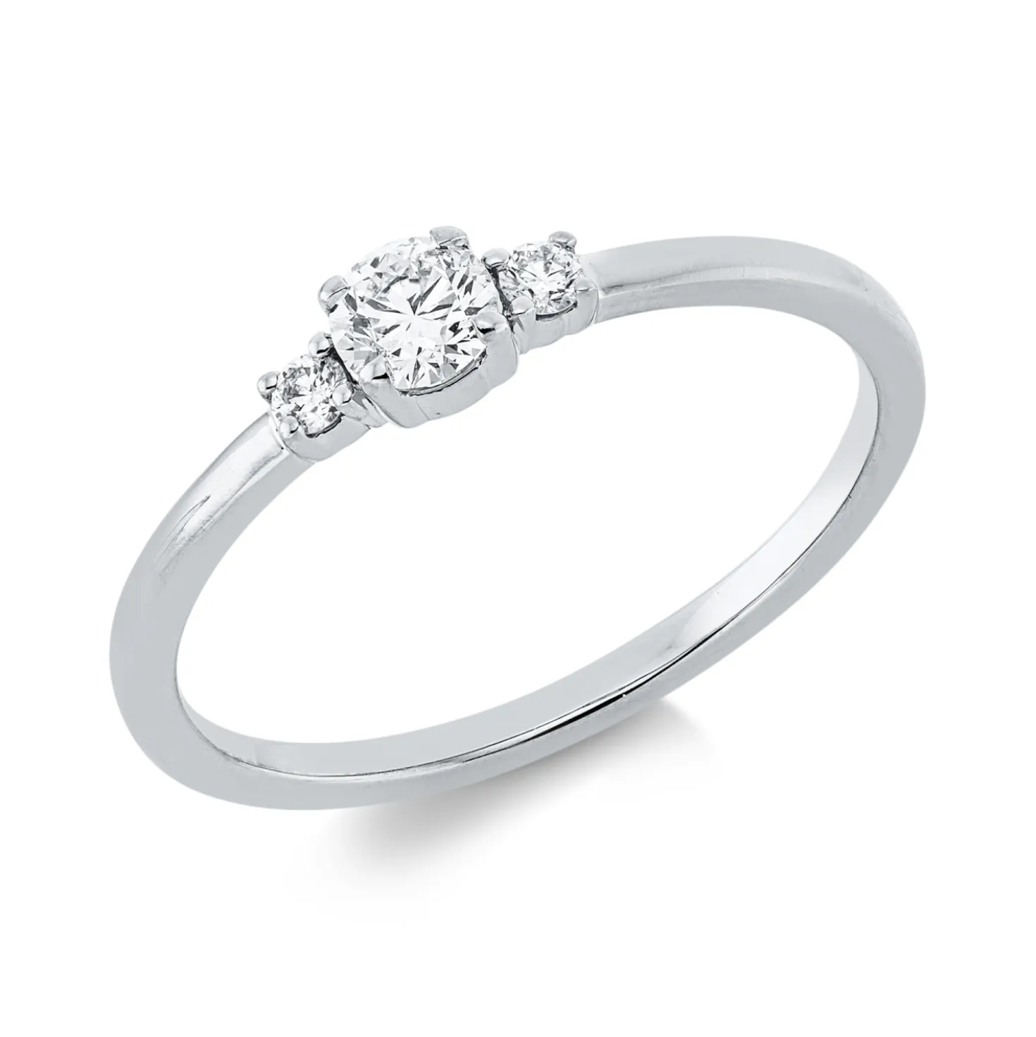 Ring aus 750 Gold Weißgold 3 Brillanten 0,24ct TW-SI B:5mm 4er-Krappe