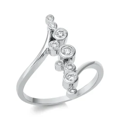 Ring aus 750 Gold Weißgold 9 Brillanten 0,25ct TW-SI B:5mm Zarge
