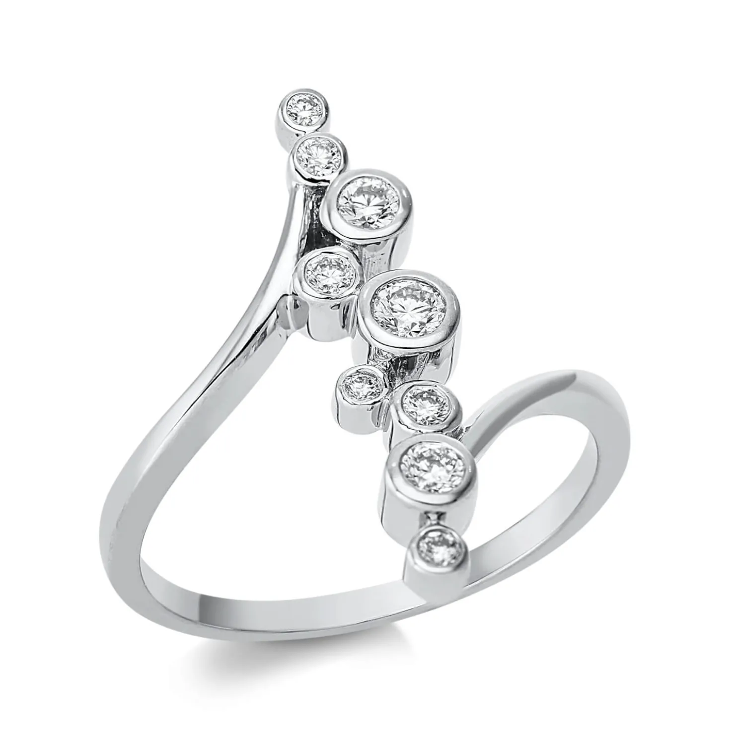 Ring aus 750 Gold Weißgold 9 Brillanten 0,25ct TW-SI B:5mm Zarge