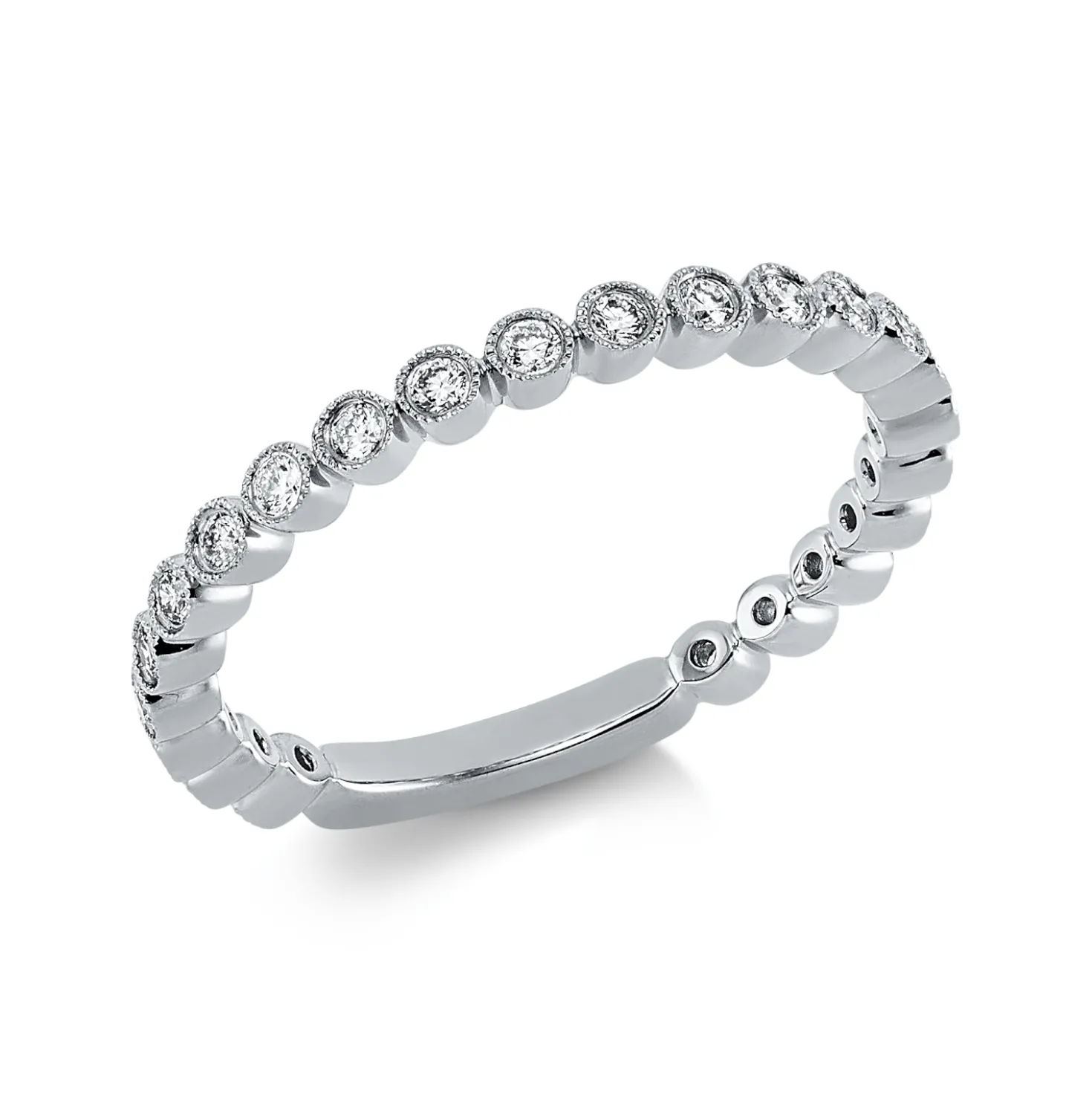 Ring aus 750 Gold Weißgold 23 Brillanten 0,24ct TW-SI B:2mm Zarge