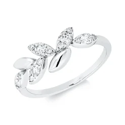 Ring aus 750 Gold Weißgold 15 Brillanten 0,33ct TW-SI H:7mm