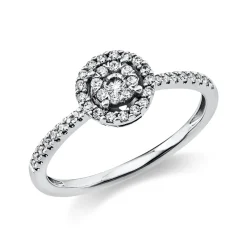 Ring aus 585 Gold Weißgold 42 Brillanten 0,28ct TW-SI Ø7mm