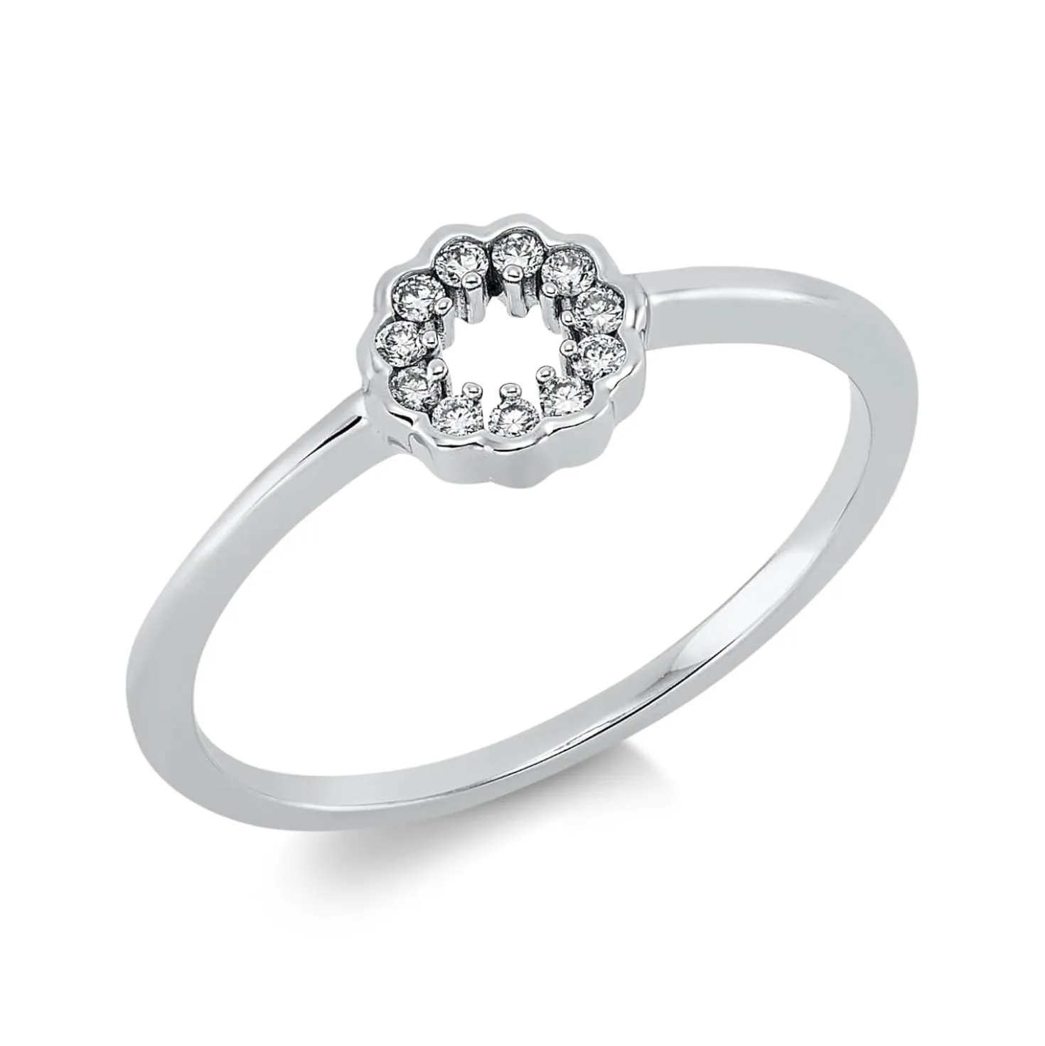 Ring aus 750 Gold Weißgold 11 Brillanten 0,08ct TW-SI Ø6,4mm