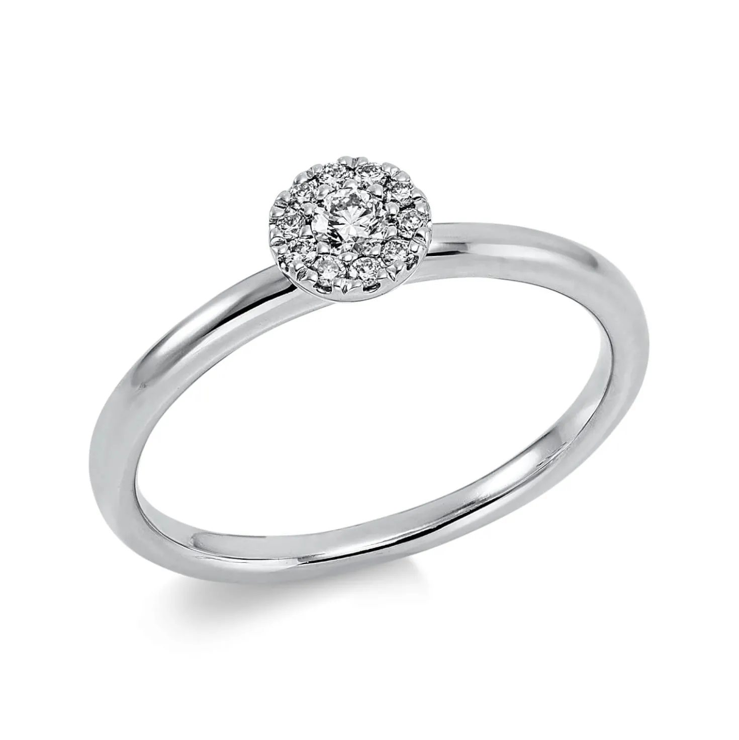 Ring aus 750 Gold Weißgold 11 Brillanten 0,13ct TW-SI Ø5,6mm