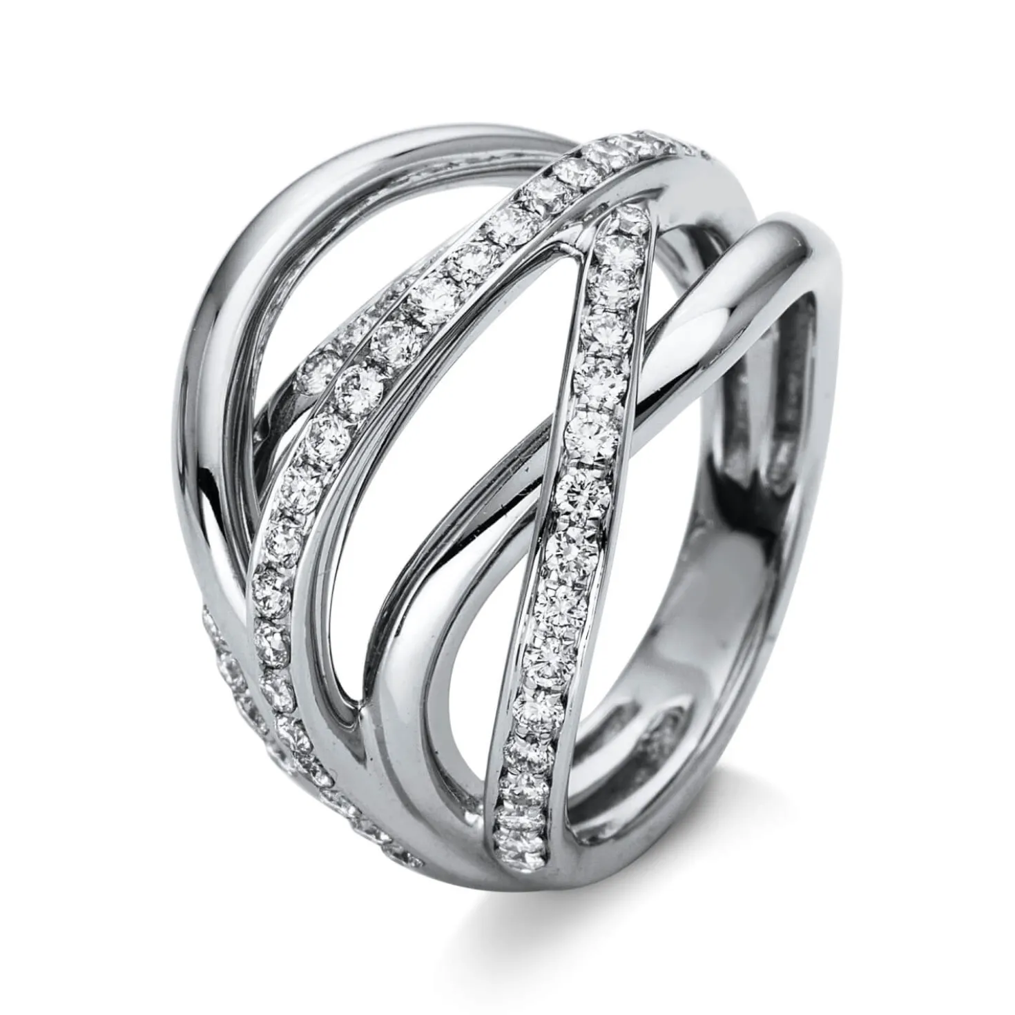 Ring aus 750 Gold Weißgold 54 Brillanten 0,67ct TW-VSI B:15mm