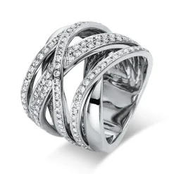 Ring aus 750 Gold Weißgold 127 Brillanten 1,13ct TW-VSI B:18,8mm