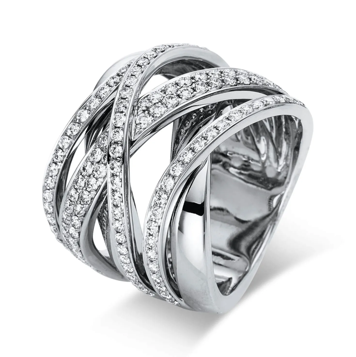 Ring aus 750 Gold Weißgold 127 Brillanten 1,13ct TW-VSI B:18,8mm