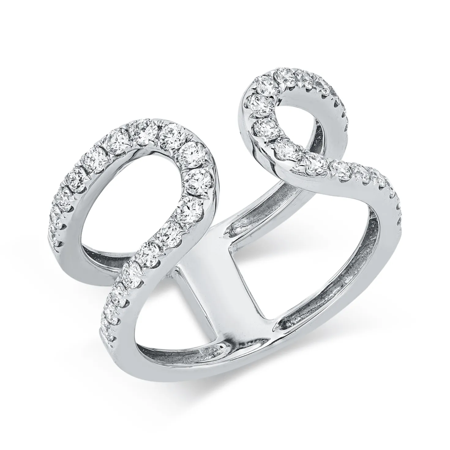 Ring aus 750 Gold Weißgold 34 Brillanten 0,63ct TW-VSI B:9,7mm