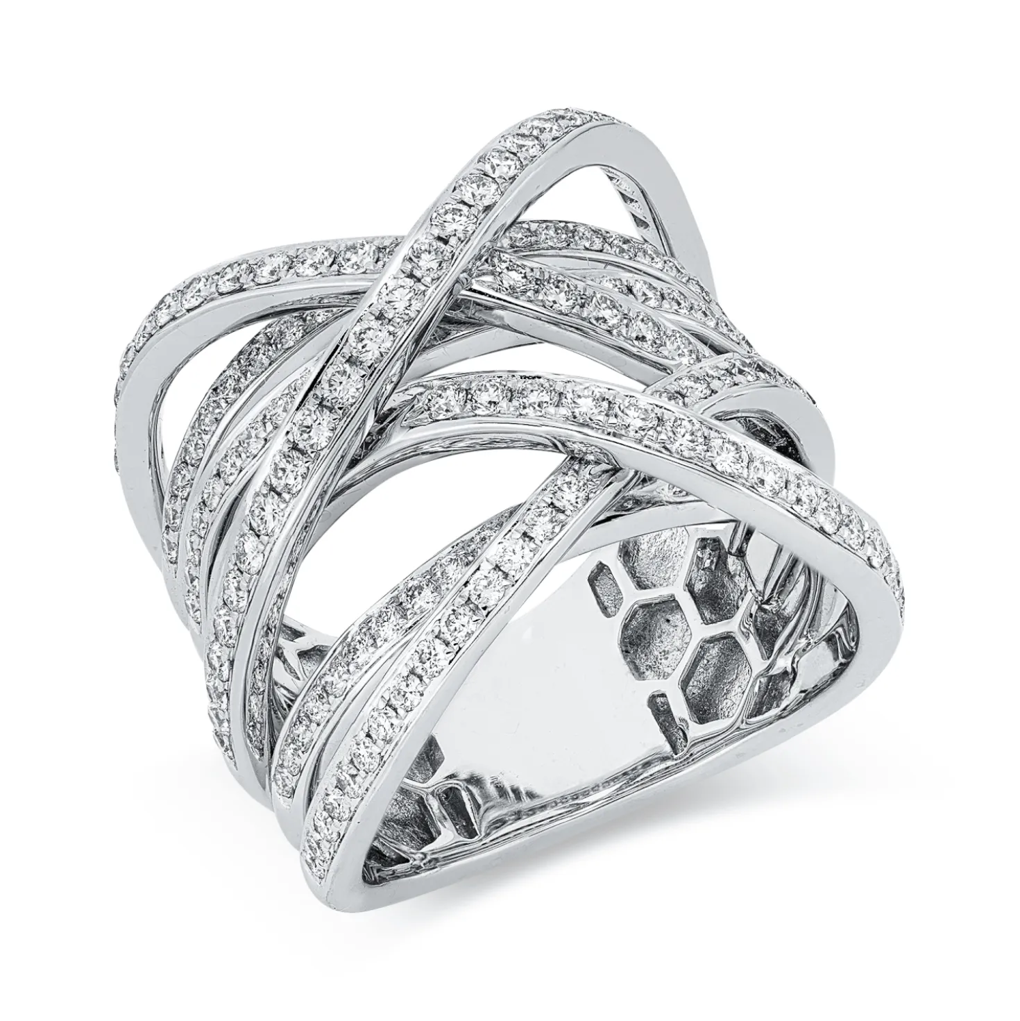 Ring aus 750 Gold Weißgold 157 Brillanten 1,38ct TW-VSI B:19,7mm