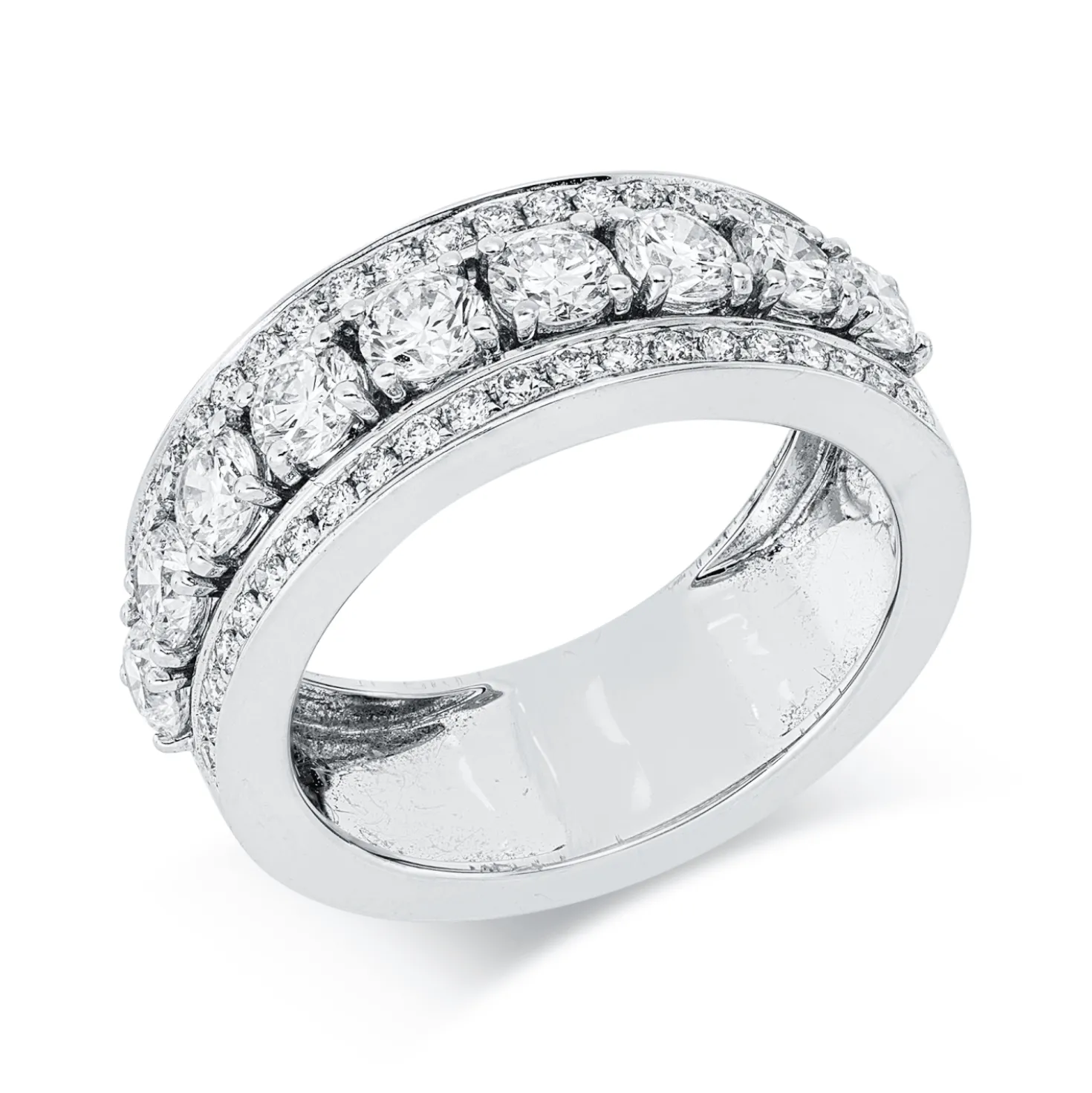 Ring aus 750 Gold Weißgold 51 Brillanten 1,68ct TW-VSI B:7,5mm