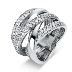 Ring aus 750 Gold Weißgold 125 Brillanten 1,53ct TW-VSI B:16,9mm
