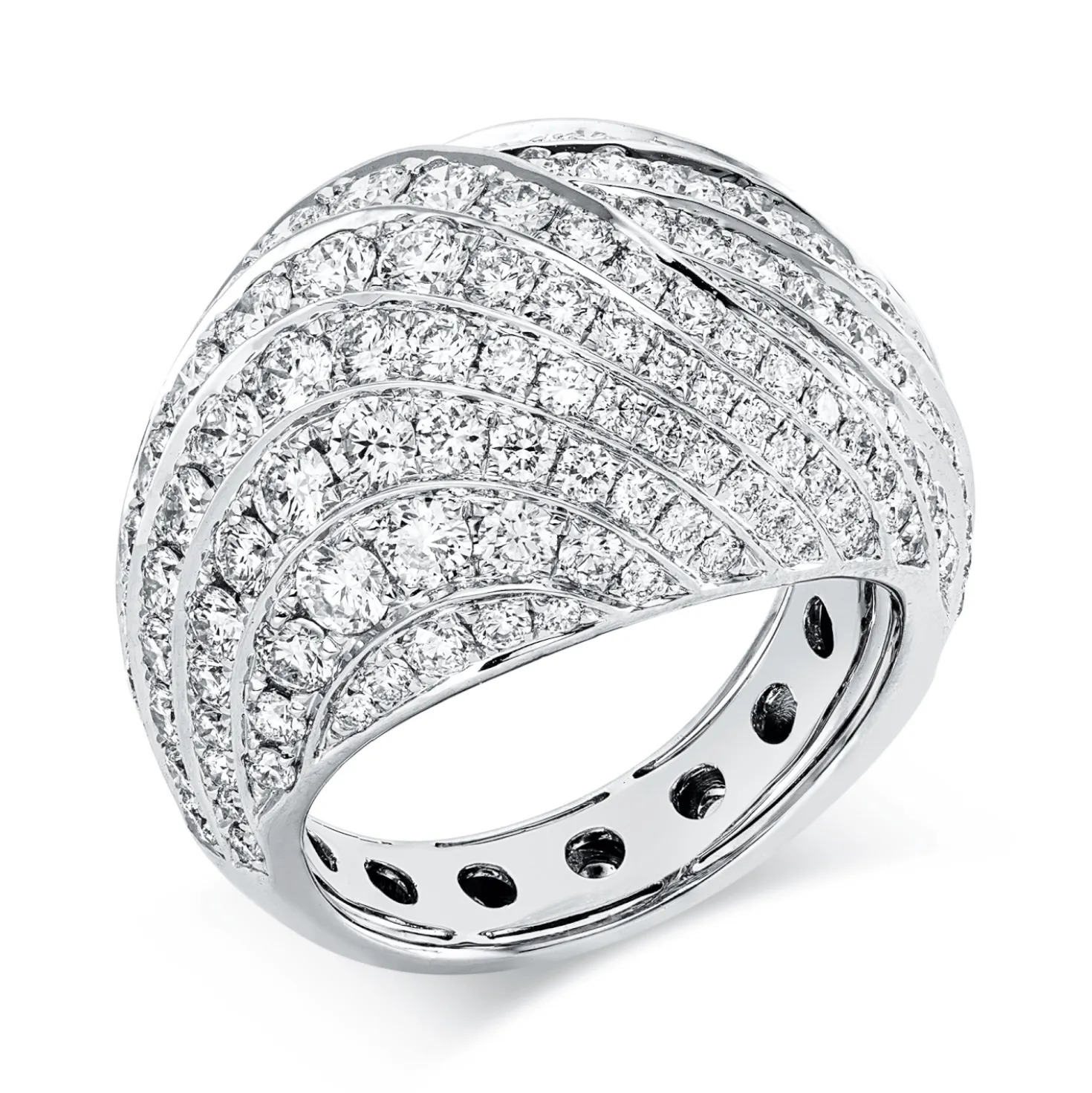 Ring aus 750 Gold Weißgold 158 Brillanten 4,39ct TW-VSI H:17,8mm