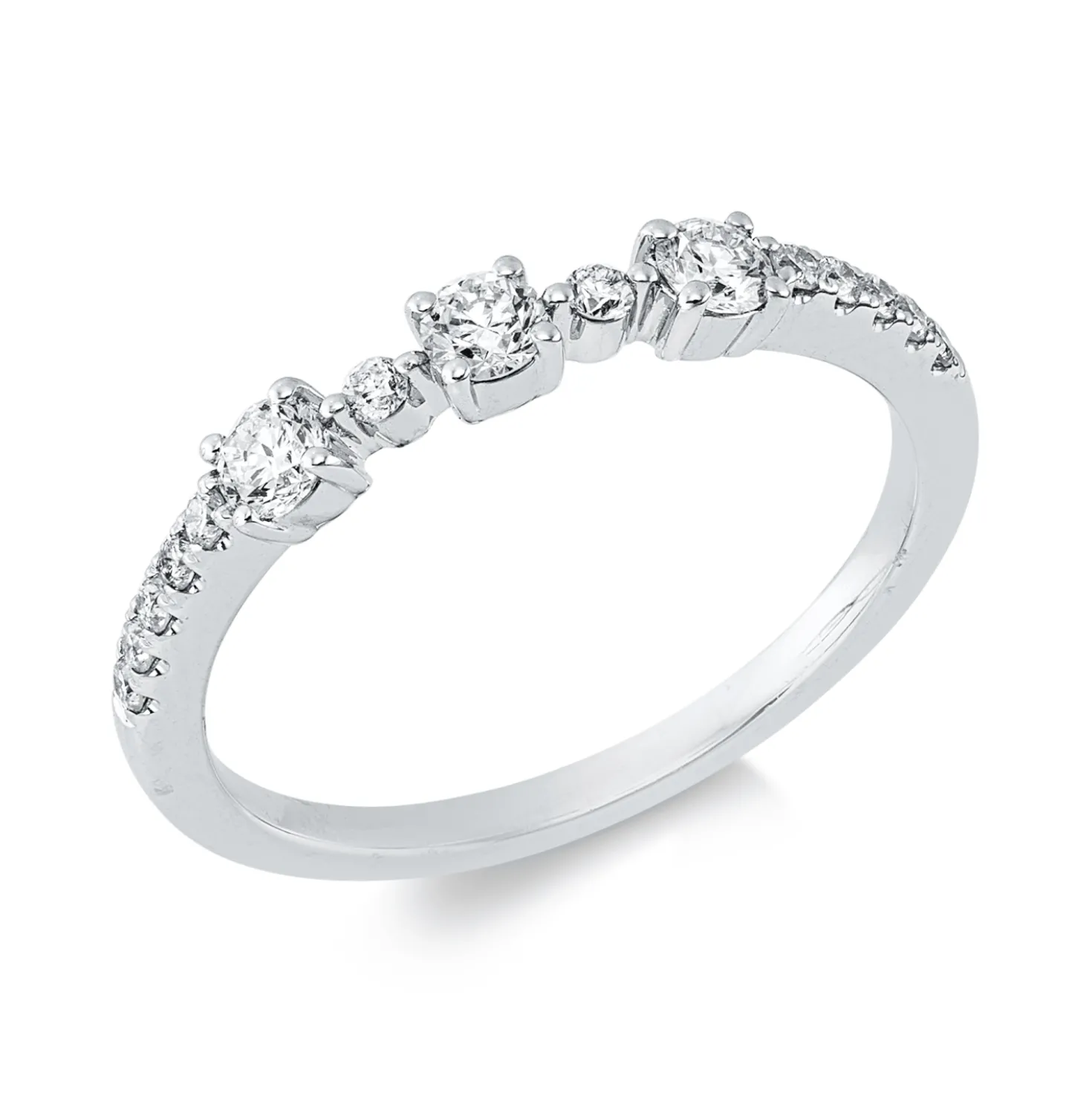 Ring aus 750 Gold Weißgold 15 Brillanten 0,36ct TW-VSI/SI B:2,6mm