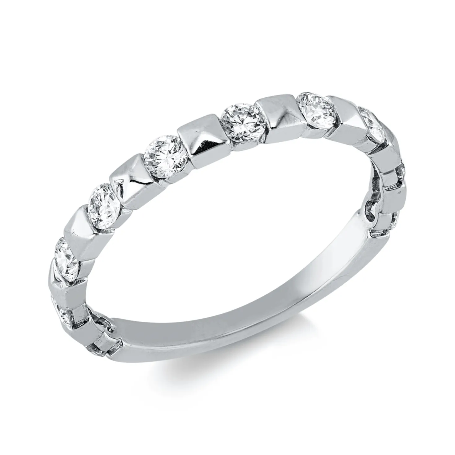 Ring aus 750 Gold Weißgold 10 Brillanten 0,5ct W-SI B:2,4mm