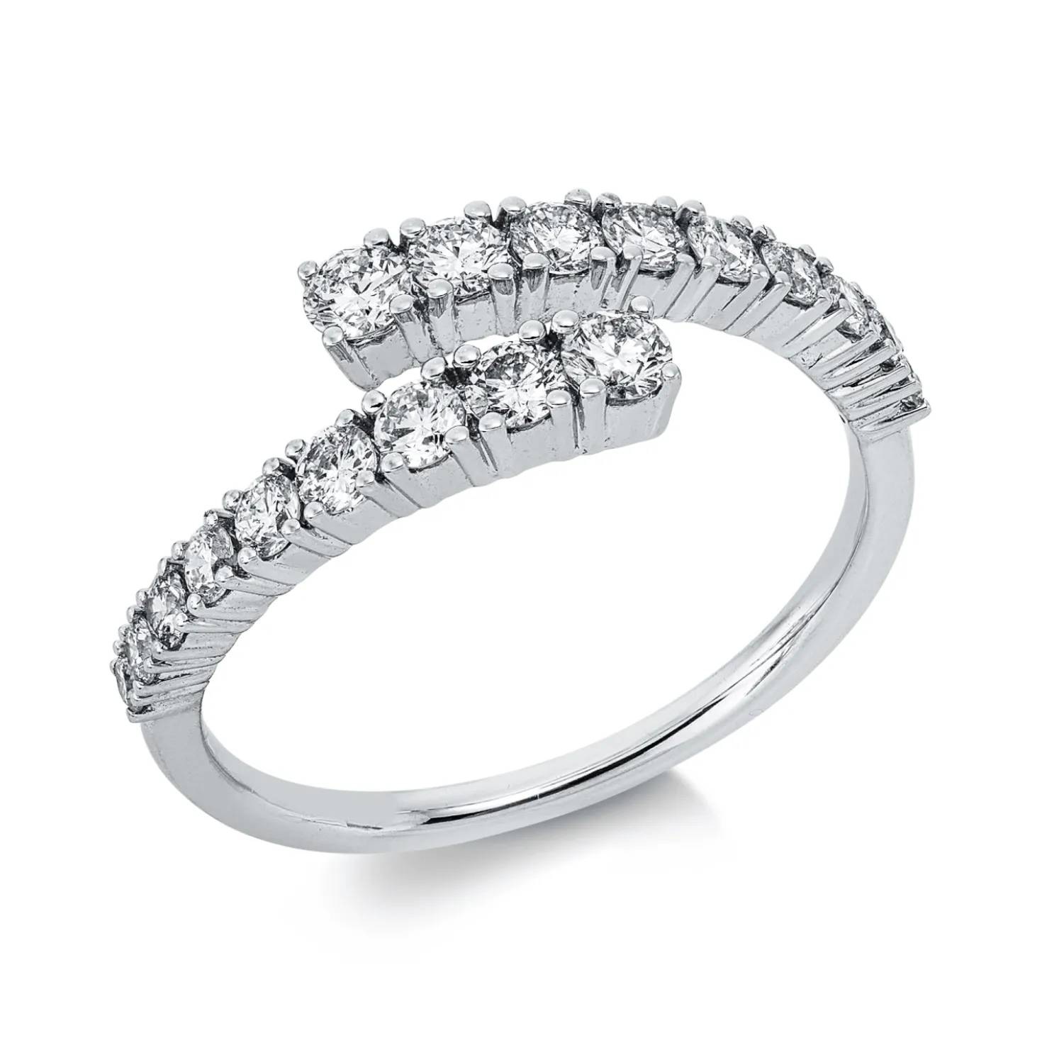 Ring aus 585 Gold Weißgold 18 Brillanten 0,64ct W-SI B:6mm
