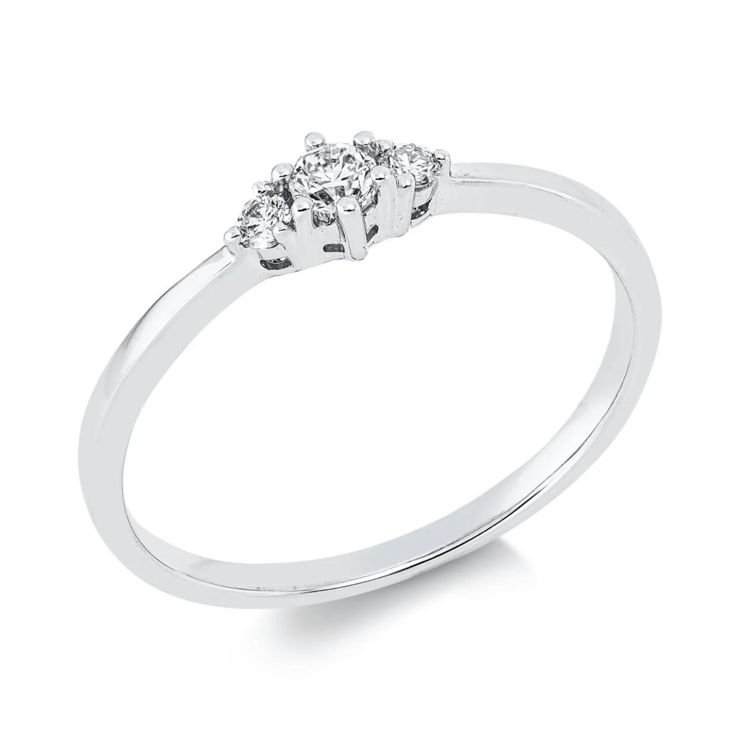 Ring aus 750 Gold Weißgold 3 Brillanten 0,14ct W-SI B:3,7mm