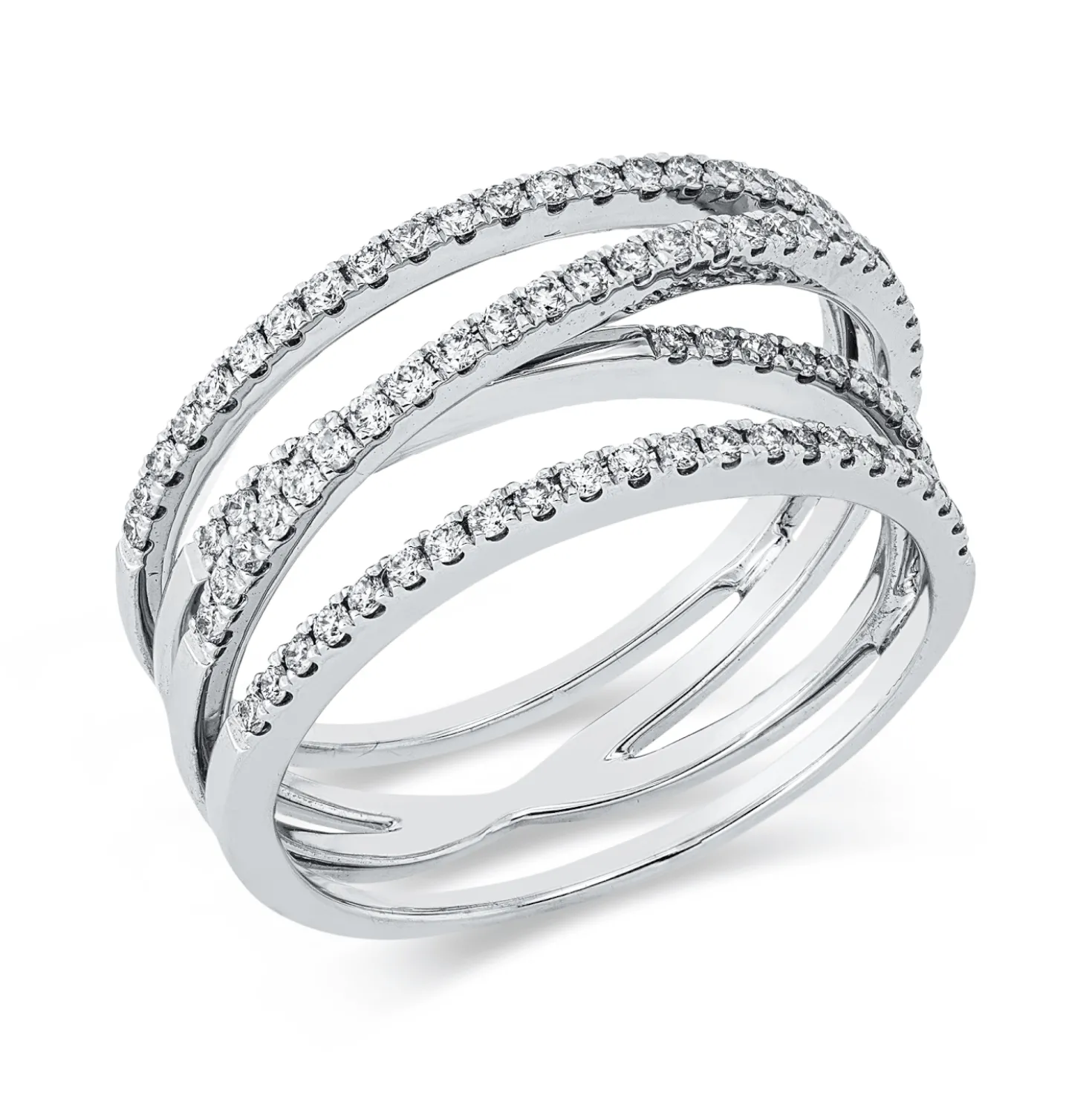 Ring aus 750 Gold Weißgold 90 Brillanten 0,48ct W-SI B:8,6mm