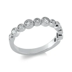 Ring aus 750 Gold Weißgold 11 Brillanten 0,6ct W-SI B:3,4mm Zarge