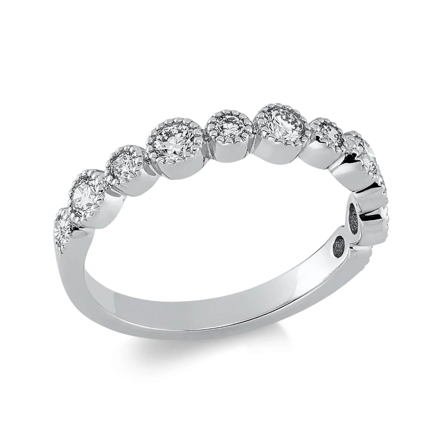 Ring aus 750 Gold Weißgold 11 Brillanten 0,6ct W-SI B:3,4mm Zarge